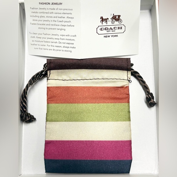 Coach Legacy Satin l Striped Dusty with Coach Card Insert - Picture 2 of 4